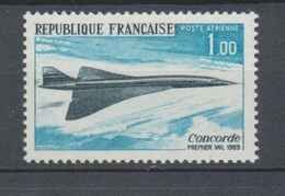 Premier Vol De L'Avion Supersonique"Concorde"PA N°43 1f Bleu Et Bleu- Noir N** YA43 - 1960-.... Ungebraucht