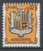 Andorre FR N°153B 2c Orange/bistre/noir NEUF** ZA153B - Unused Stamps