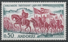 Andorre FR N°167 50c Vert-bleu Foncé/carmin N** ZA167 - Ongebruikt