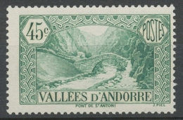 Andorre Français N°63, 45c. Vert-bleu NEUF** ZA63 - Ungebraucht
