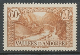 Andorre Français N°67, 60c. Bistre-brun NEUF** ZA67 - Unused Stamps