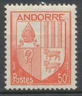 Andorre Français N°96, 50c. Rouge NEUF** ZA96 - Neufs