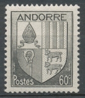 Andorre Français N°97, 60c. Noir NEUF** ZA97 - Unused Stamps