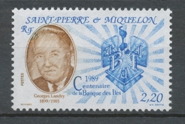 SPM  N°511 Centenaire De La Banque Des îles Emblème De La Banque, Portrait De G Landry 2f20 ZC511 - Neufs