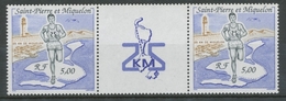 SPM  N°522A Sport Coureur Sur Carte ; Côte Avec Phare La Paire Avec Vignette Centrale ZC522A - Unused Stamps