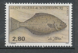 SPM  N°583 Faune. Les Poissons. Multicolores. 2f.80 Flétan ZC583 - Unused Stamps