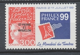 SPM  N°674 "Philexfrance'99". 3f. Bleu Et Rouge ZC674 - Neufs