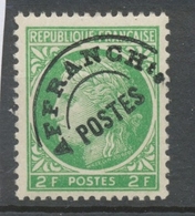 Préoblitérés N°92 2 F. Vert-jaune ZP92 - 1893-1947
