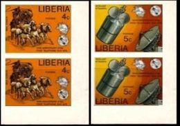 LIBERIA 1976 Telecom UPU ITU Space Intelsat IV Satellite Parabole 4/55c CORNER IMPERF.PAIRS: - Etats-Unis