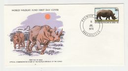 FDC First Day Of Issue WWF World Wildlife Fund Brazzaville Republic Of The Congo 1978 Rhino - FDC