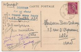 FRANCE - CPA  Le Bourget Port Aérien (Seine) 11/7/1939 - Cachet "Souvenir D'un Vol Effectué à La Propagande Aérienne ... - 1927-1959 Storia Postale