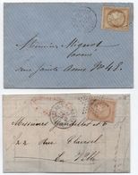 15c Cérès Deux Timbres Différents PARIS Pli 1872 (étoile) Et Petite Enveloppe 1875 (oblitération Cachet) - 1871-1875 Cérès