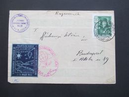 Ungarn 1935 Ballonpost Stempel Meteorologial Kuzmanek Ballon / Ballonpost Violetter SST Vignette Przemysl 1915 - 1935 - Covers & Documents