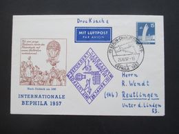 Berlin 1957 Internationale Bephila Privatumschlag Drucksache Mit Luftpost Rautenstempel Mit Luftpost Befördert - Lettres & Documents