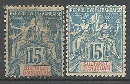 ANJOUAN N° 6 Bleu Et Bleu Clair NEUF* TRACE DE CHARNIERE /  MH - Unused Stamps
