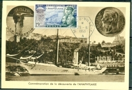 CM-Carte Maximum Card # 1953-Monaco # Découverte De L&acute;Anaphylaxie -Prince Albert  1er - Jacht  Hirondelle II - Maximumkarten (MC)