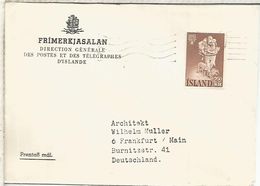 ISLANDIA ISLAND ICELAND CC 1967 MAT REYKJAVIK HANS HALS - Storia Postale