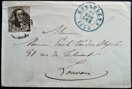 328 BELGIUM BELGIQUE 1852 BRUXELLES BRUSSELS TO LOUVAIN - 1849-1865 Médaillons (Autres)