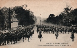 Visite De S.M. Alphonse XIII à Paris 1905 - Arrivée Du Cortège Avenue Des Champs-Elysées - Carte C.L.C. Non Circulée - Réceptions