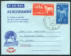 1957 New Zealand "Best In The World" Sheep Lamb Trade Aerogramme. Totara Homestead, First Day Of Issue - Covers & Documents