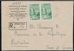 Monaco - 1947 - Office Des Emissions De Timbres-Poste - Affr. N° 277 Sur Env. Recommandée De Monaco-Ville Pour Montauban - Brieven En Documenten