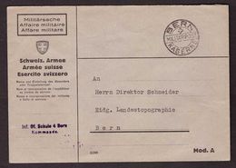 Switzerland, Undated Service Cover With Bern Kaserne Miltar Post Cancel    -K94 - Postmarks