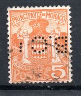 MONACO -- Timbre Perforé Perfin Luchung --  5 C. Orange Armoiries --  B.C.I   14 - 11- 5   Indice 4 - Errors And Oddities