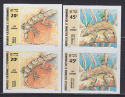NEW CALEDONIA (1986) Geckos. Set Of 2 Imperforate Pairs. Scott Nos 539-40, Yvert Nos 516-7. - Sin Dentar, Pruebas De Impresión Y Variedades