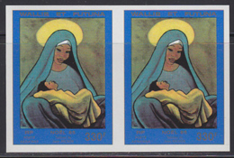 WALLIS & FUTUNA (1985) Nativity By Michon. Imperforate Pair. Scott No C145, Yvert No PA148. - Imperforates, Proofs & Errors