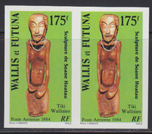 WALLIS & FUTUNA (1984) Tiki Sculpture. Imperforate Pair. Scott No C134, Yvert No PA137. - Non Dentellati, Prove E Varietà