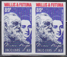 WALLIS & FUTUNA (1985) Victor Hugo Portraits In His Youth And Old Age. Imperforate Pair. Scott No 326. Yvert No 329. - Geschnittene, Druckproben Und Abarten