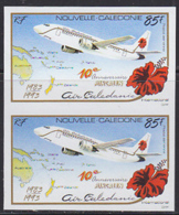 NEW CALEDONIA (1993) Jetliner. Aerial View Of Islands. Imperforate Pair. Scott No C252, Yvert No PA305. - Non Dentelés, épreuves & Variétés