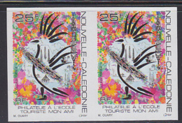 NEW CALEDONIA (1993) Stylised Kagu On Colorful Background. Imperforate Pair. Scott No 686, Yvert No 637. - Ongetande, Proeven & Plaatfouten