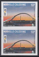 NEW CALEDONIA (1992) Barqueta Suspension Bridge. Imperforate Pair. Scott No C230, Yvert No PA282. - Sin Dentar, Pruebas De Impresión Y Variedades