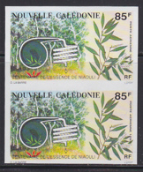 NEW CALEDONIA (1993) Distillation Of Attar From Niaouli Flowers. Imperforate Pair. Scott No C243, Yvert No PA297. - Ongetande, Proeven & Plaatfouten