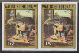 WALLIS & FUTUNA (1982) Adoration Of The Virgin By Correge. Imperforate Pair. Scott No C118, Yvert No PA121. - Imperforates, Proofs & Errors