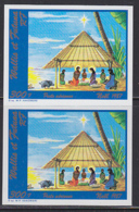 WALLIS & FUTUNA (1987) Christmas Scene. Imperforate Pair. Scott No C156, Yvert No PA159. - Sin Dentar, Pruebas De Impresión Y Variedades