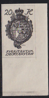 LIECHTENSTEIN (1920) Coat Of Arms. Imperforate Trial Color Proof In Black. Scott No 21. - Proofs & Reprints