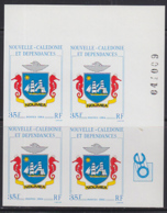 NEW CALEDONIA (1984) Arms Of New Caledonia. Imperforate Corner Block Of 4. Scott No 500, Yvert No 486. - Non Dentelés, épreuves & Variétés