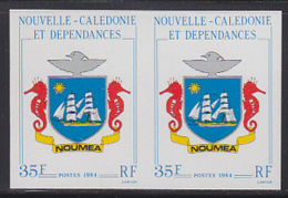 NEW CALEDONIA (1984) Arms Of New Caledonia. Imperforate Pair. Scott No 500, Yvert No 486. - Non Dentelés, épreuves & Variétés