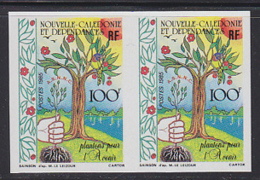 NEW CALEDONIA (1985) Hand Planting Trees. Imperforate Pair. Scott No 532, Yvert No 509. - Ongetande, Proeven & Plaatfouten