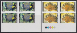 NEW CALEDONIA (1986) Emperor Angelfish. Scorpionfish. Set Of 2 Imperforate Blocks Of 4. Scott Nos 535-6 - Ongetande, Proeven & Plaatfouten