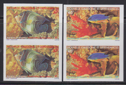 NEW CALEDONIA (1988) Tropical Fish. Set Of 2 Imperforate Pairs. Scott Nos 573-4, Yvert Nos 551-2. - Ongetande, Proeven & Plaatfouten