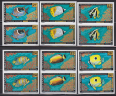 WALLIS & FUTUNA (1992) Tropical Fish. Set Of 6 Imperforate Pairs. Scott Nos 426-31, Yvert Now 430-5. - Imperforates, Proofs & Errors