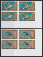 WALLIS & FUTUNA (1993) Tropical Fish. Set Of 2 Imperforate Corner Blocks Of 4. Scott Nos 433-4, Yvert Nos 451-2 - Geschnittene, Druckproben Und Abarten