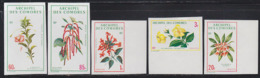 COMORO ISLANDS (1971) Flowers. Set Of 5 Imperforates. Scott Nos 96-8,C37-8. Yvert Nos 69-71,PA36-8. - Other & Unclassified