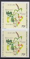 NEW CALEDONIA (1986) Various Flowers. Imperforate Pair. Scott No 549, Yvert No 527. Nature Protection. - Sin Dentar, Pruebas De Impresión Y Variedades