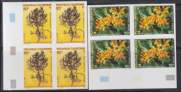NEW CALEDONIA (1989) Indigenous Flora. Set Of 2 Imperforate Blocks Of 4. Scott Nos 608-9, Yvert Nos 574-5. - Sin Dentar, Pruebas De Impresión Y Variedades