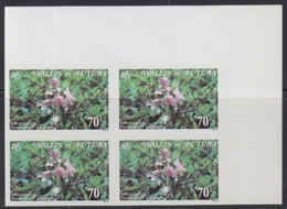 WALLIS & FUTUNA (1982) Ground Orchid (Spathoglottis Pacifica). Imperforate Corner Block Of 4. Scott No 285 - Non Dentelés, épreuves & Variétés