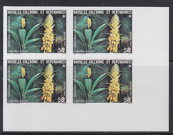 NEW CALEDONIA (1986) Calanthe Longei. Imperforate Corner Block Of 4. Scott No 544, Yvert No 521. - Sin Dentar, Pruebas De Impresión Y Variedades